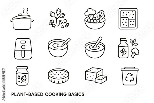 Kitchen tofu chopped based icon symbol healthy cooking plant spoon veggie fryer