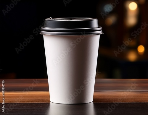 enjoy a flavorful hot beverage on the go with this sleek white paper cup with black lid perfect for coffee tea or hot chocolate