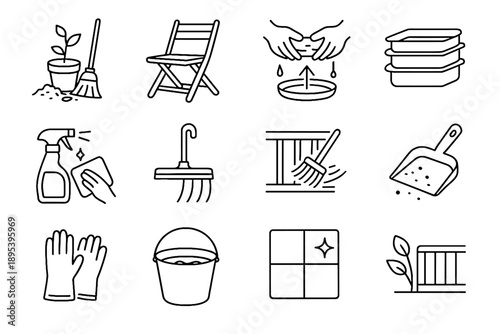 Hook storage cleaning vector aside water icon hanging icons balcony wringing stackable