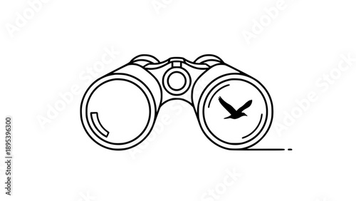 Bird Watching Binoculars Nature Observation Single Line Art Minimal Icon