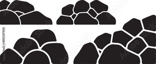 Black Rock Formations on White Background Illustration Design