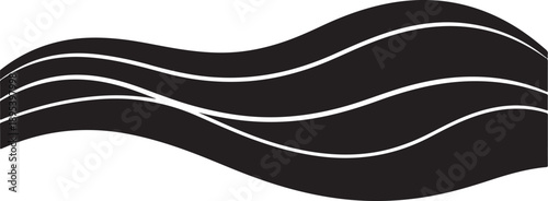 Black wavy lines with white stripes on white background