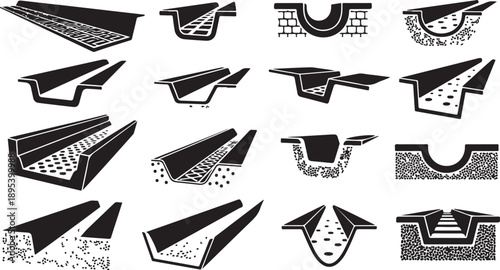 Various Illustrations of Road and Pavement Cross Sections