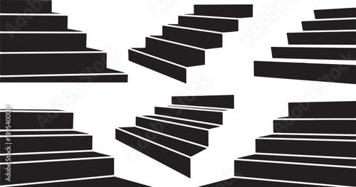 Multiple staircases converging in abstract geometric composition design