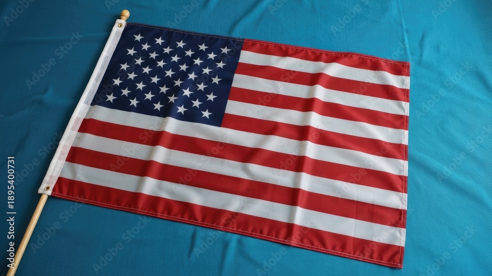 Obraz premium American flag on a blue background symbolizing patriotism