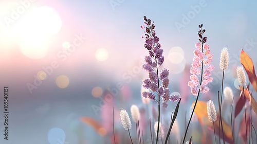Pink Lavender Flowers Blooming in Soft Sunlight During Spring