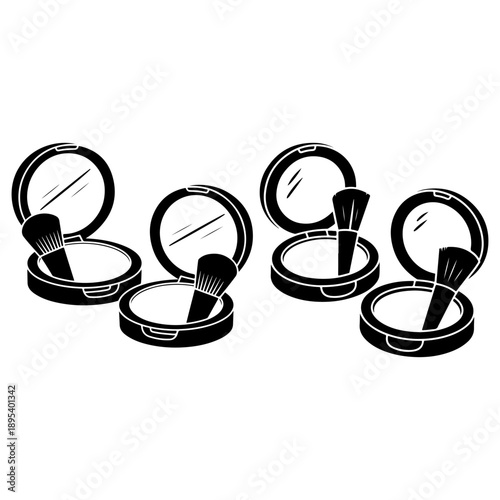 Collection of Makeup Compacts with Brushes