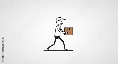 Delivery person carrying a package illustration.