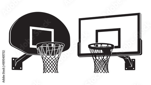 Minimalist Basketball Hoop and Backboard Flat Design Vector Illustration for Sports and Game