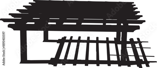 Black Silhouette of a Japanese Style Roof Structure Design