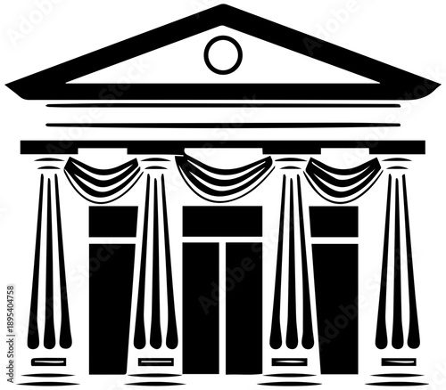 Elegant building facade with columns and triangular pediment