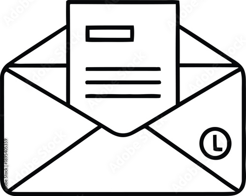 A simple line drawing of an envelope with a letter inside