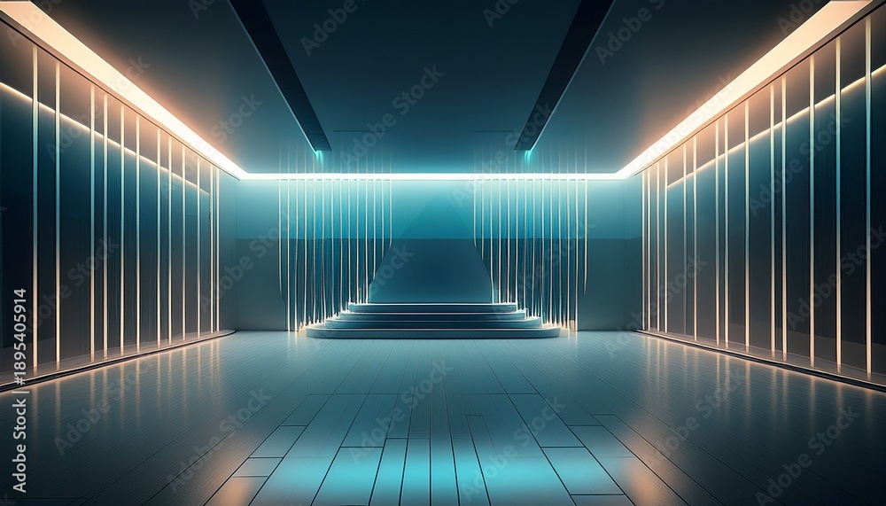Obraz premium classy futuristic minimalist interior with stunning geometric line lighting
