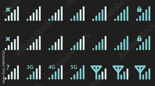 Mobile network and wireless signal strength indicator icons for connectivity status