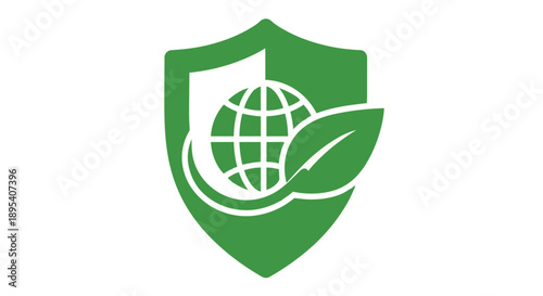 Green shield logo with globe and leaf