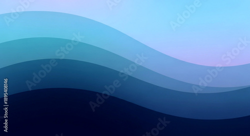 A serene abstract background features smoothly flowing waves in various shades of blue and cyan, creating a calming visual.