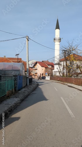 Vojvode Petra Bojovića Street. Tractor is moving fast. Bijeljina, Bosnia and Herzegovina.