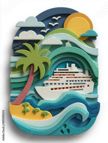 Colorful layered magnet capturing the beauty of ocean cruise adventures