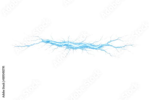 Blue Electric Lightning Energy Effect Isolated on Transparent Background
