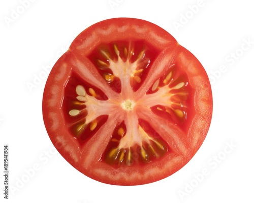 Wallpaper Mural Vibrant cut tomato with seeds on white background Torontodigital.ca