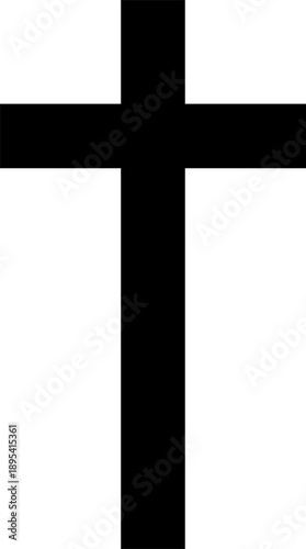 Black christian cross on white background. Vector illustration. 