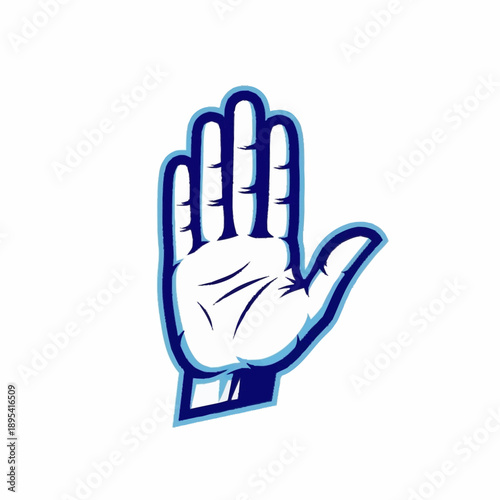 Stylized Open Hand Symbol with Blue Outline.