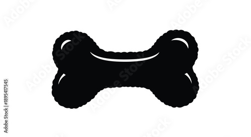 Simple black and white illustration of a dog bone with curved ends