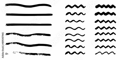 Abstract black brushstrokes arranged in vertical columns on a white background
