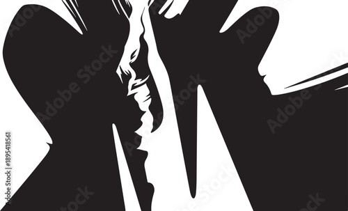 Silhouette of a couple in a romantic dramatic moment