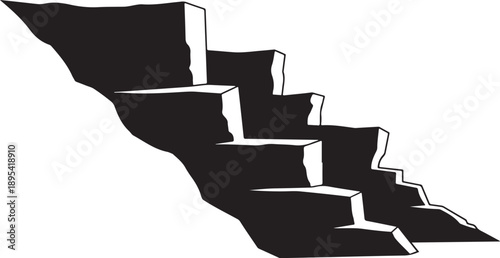 Staircase Steps Leading Upwards in Black and White Illustration