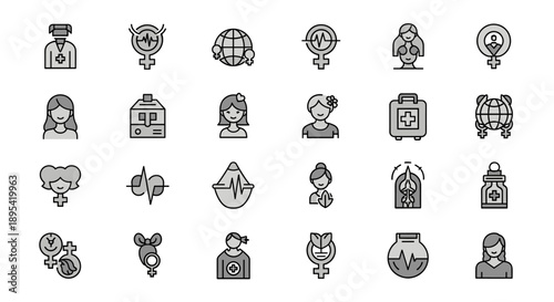 A minimalist illustration of gender symbols with a plus sign, evoking unity and diversity in a modern design style.