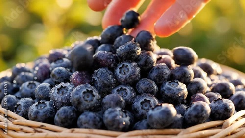 Wallpaper Mural Fresh blueberries gathered in a basket on a sunny day in a field Torontodigital.ca