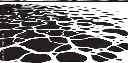 Black and white abstract pattern with cracked texture background