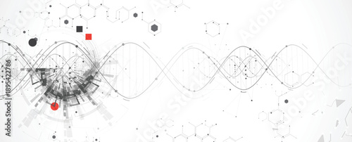 Futuristic science wallpaper, DNA strands, connected neural web