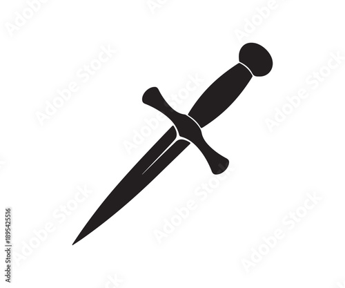 Black silhouette of a dagger with a cross shaped hilt