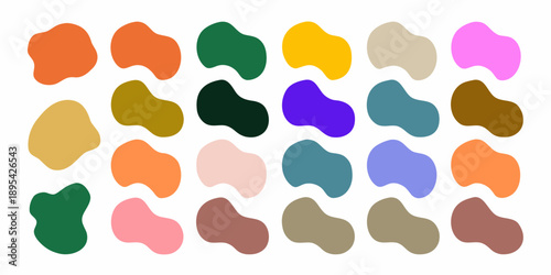 Abstract arrangement of colorful organic shaped color swatches