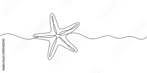 Bild auf Leinwand continuous line drawing of a starfish