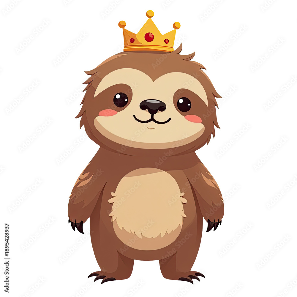Obraz premium sloth wearing a crown, perfect for illustrations and designs