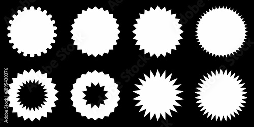 Konstfotografi Arrangement of white starburst shapes on a black background
