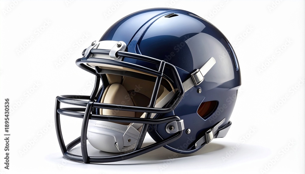 Fototapeta premium Dark blue football helmet with visor and face mask.