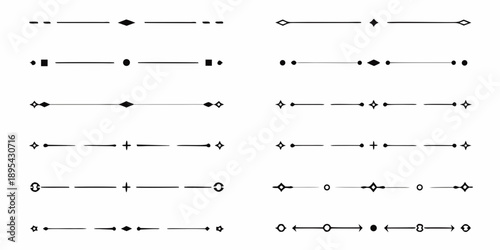 Collection of simple black line dividers and decorative elements