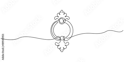 Abstract antique door, Self drawing  one continuous line drawing, logo