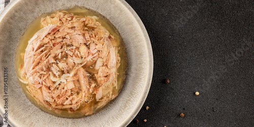 Valokuva Meat jelly dish aspic meat brawn food Sülze pieces of meat in jelly pork, beef h