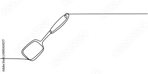 Continuous line drawing of spatula. Single line of spatula illustration, Continuous one line kitchen spatula vector illustration, Continuous Line Drawing Of Spatula. One Line Of Spatula.