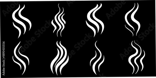 Photos Abstract white lines arranged in various wavy and curved patterns on black