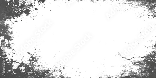 Abstract grunge vector illustration featuring a vintage black ink splash frame with a dirty paint splatter texture and artistic liquid stains on a floral pattern background