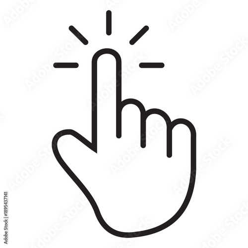 Digital hand click pointer icon for web UI UX interactive design User interface gesture symbol for selection and online