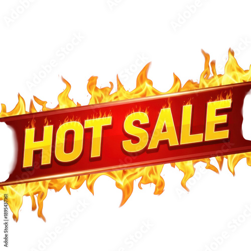 Dynamic hot sale banner isolated on transparent background