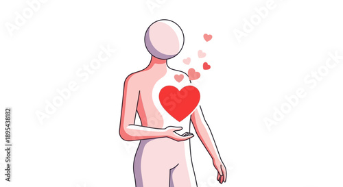 Man Holding Heart Illustration Concept.