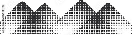 Halftone mountain illustration, graphic design texture, dotted landscape art, abstract nature silhouette, gradient shading, modern print style, vector concept